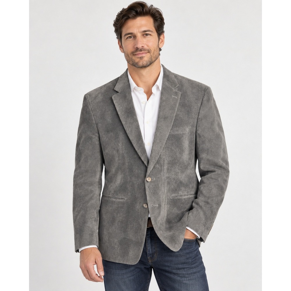 Ralph Lauren Mens 48L Corduroy Blazer Charcoal Grey Paisley Lining Sport Coat